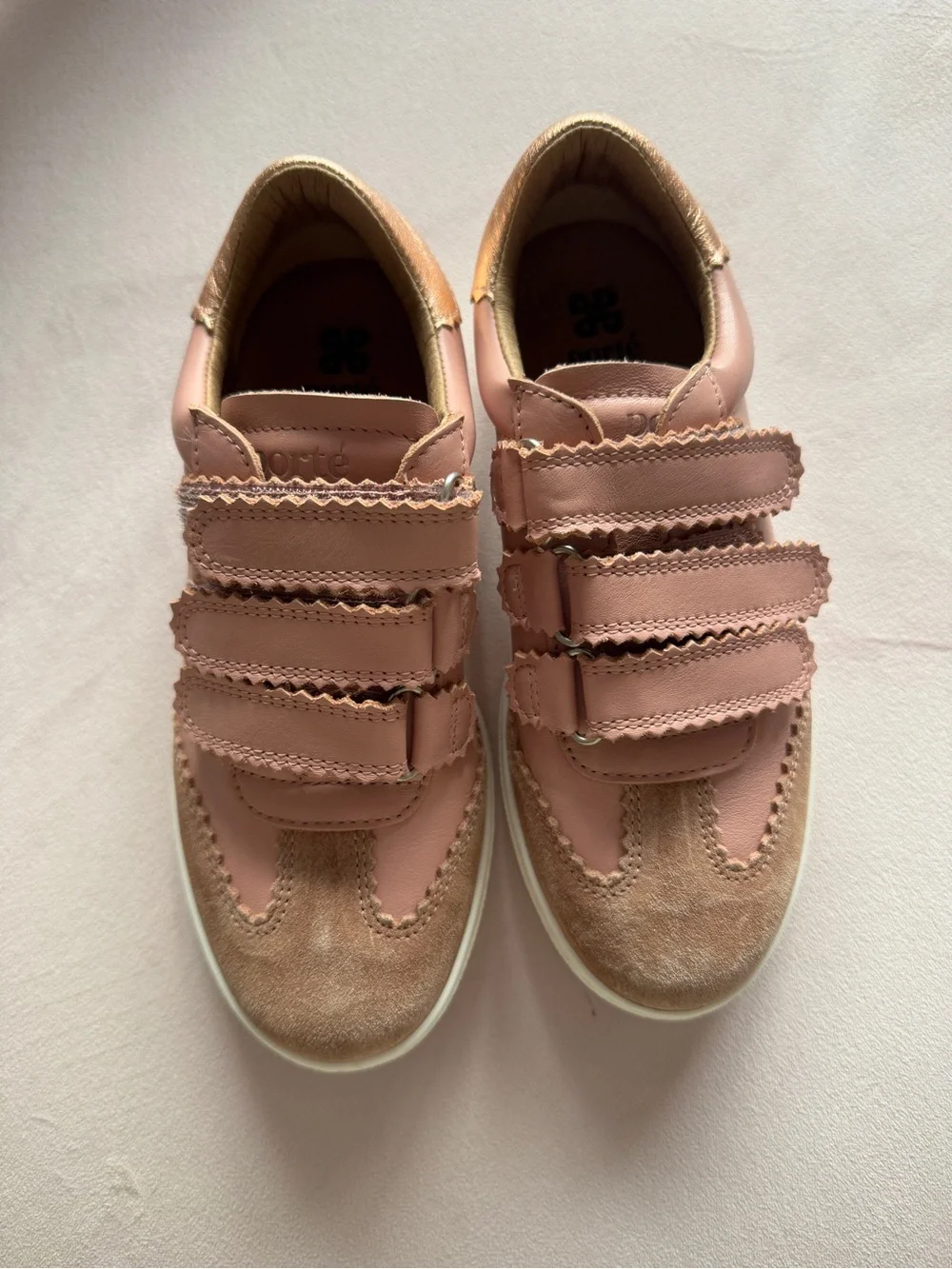 Girls Pink Triple-Strap Casual Sneakers